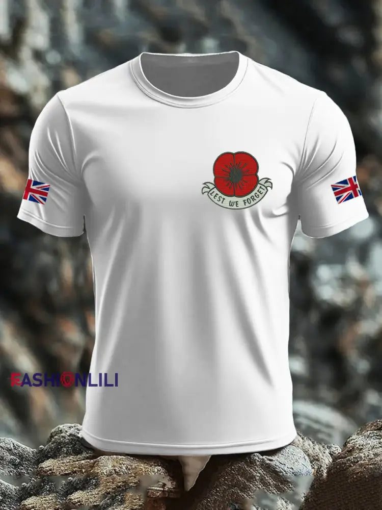 Men’s British Veteran imitation cotton short sleeved T shirt White / S