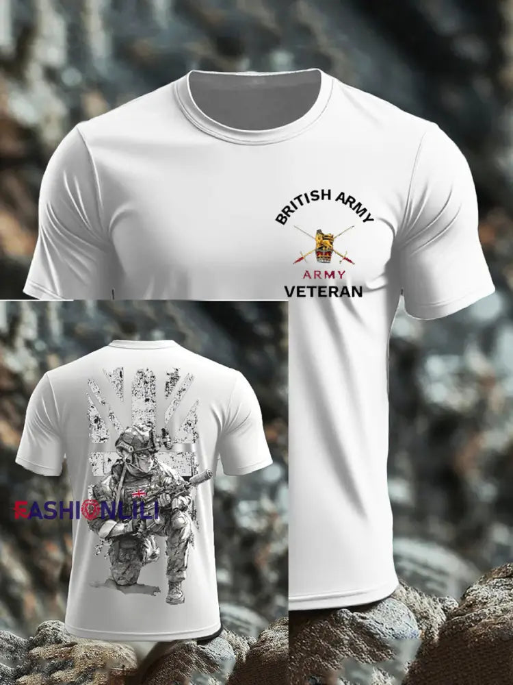 Men’s British Veteran imitation cotton short-sleeved T-shirt White / S