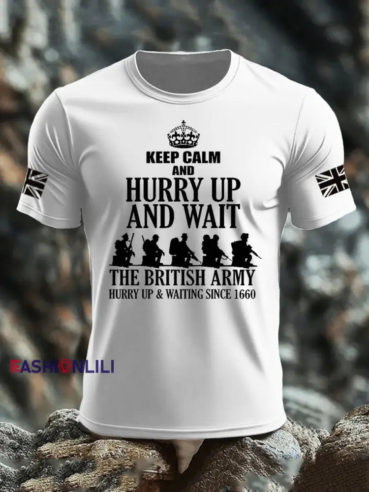 Men’s British Veteran imitation cotton short sleeved T shirt White / S