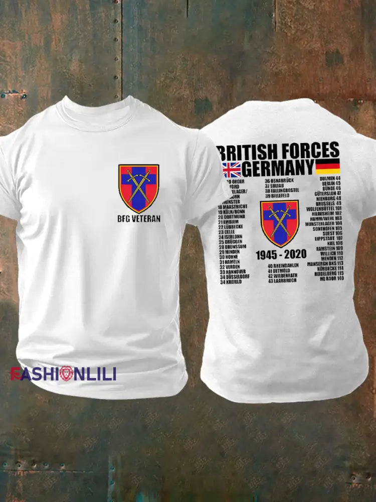 Men’s British Veteran imitation cotton short sleeved T shirt White / S