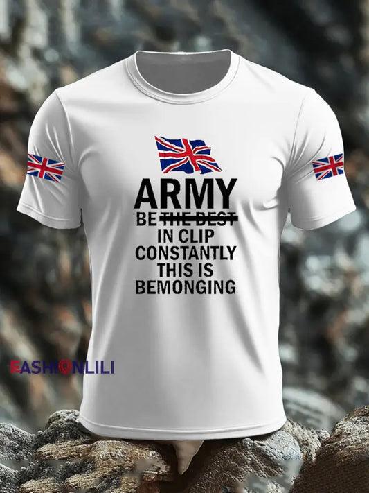Men’s British Veteran imitation cotton short-sleeved T-shirt White / S