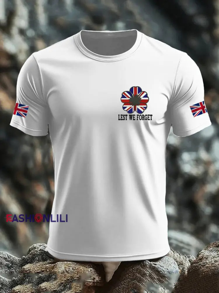 Men’s British Veteran imitation cotton short sleeved T shirt White / S
