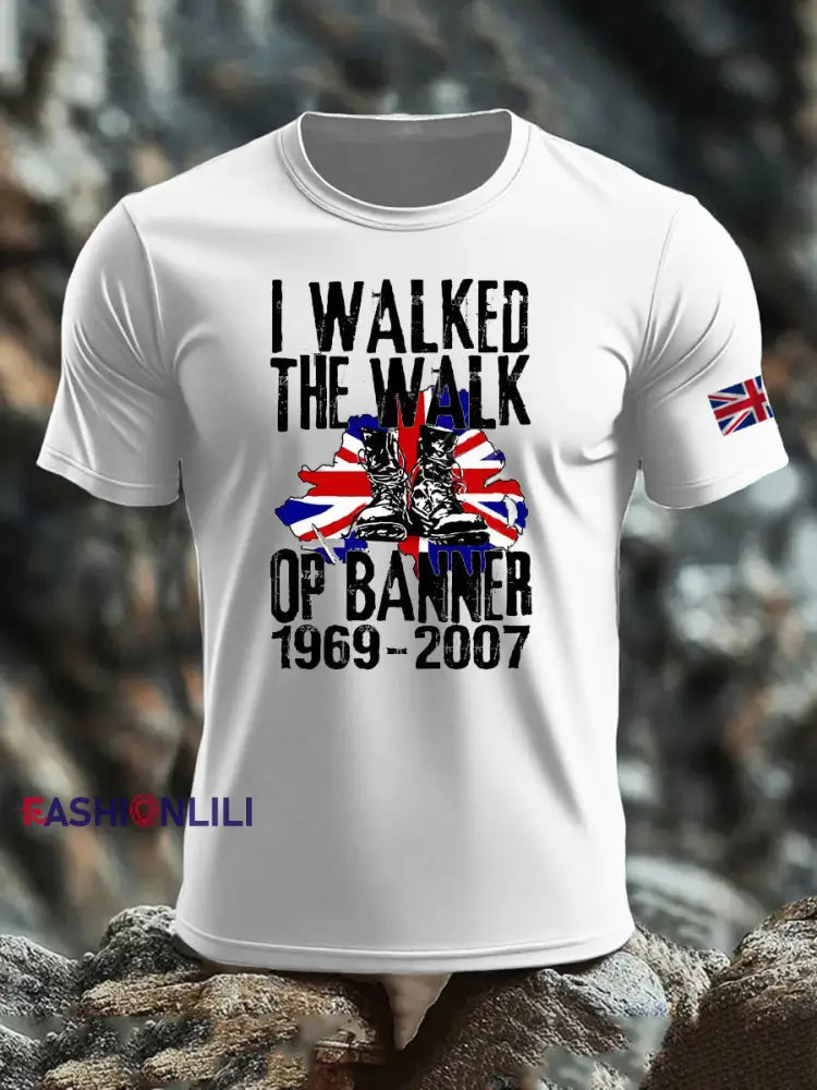 Men’s British Veteran imitation cotton short-sleeved T-shirt White / S