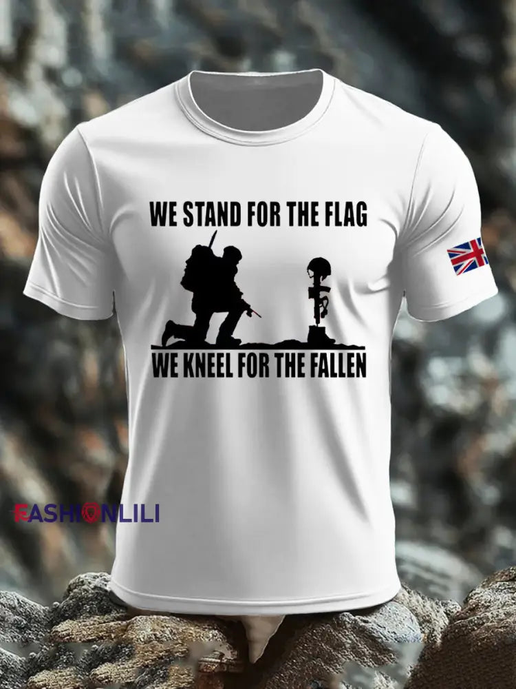 Men’s British Veteran imitation cotton short-sleeved T-shirt White / S