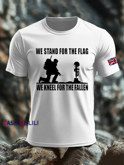 Men’s British Veteran imitation cotton short-sleeved T-shirt White / S