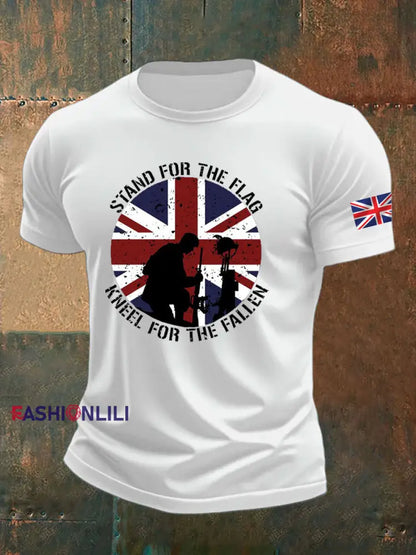 Men’s british veteran imitation cotton short sleeved T shirt White / S