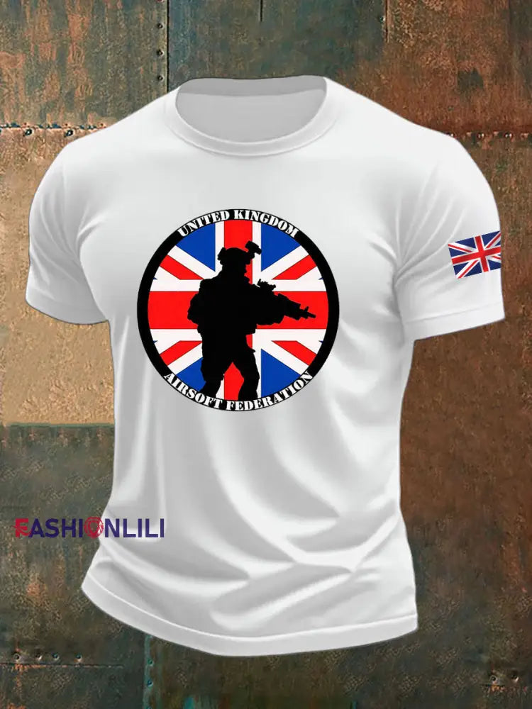 Men’s British Veteran imitation cotton short-sleeved T-shirt White / S