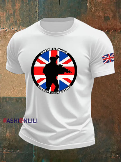 Men’s British Veteran imitation cotton short-sleeved T-shirt White / S