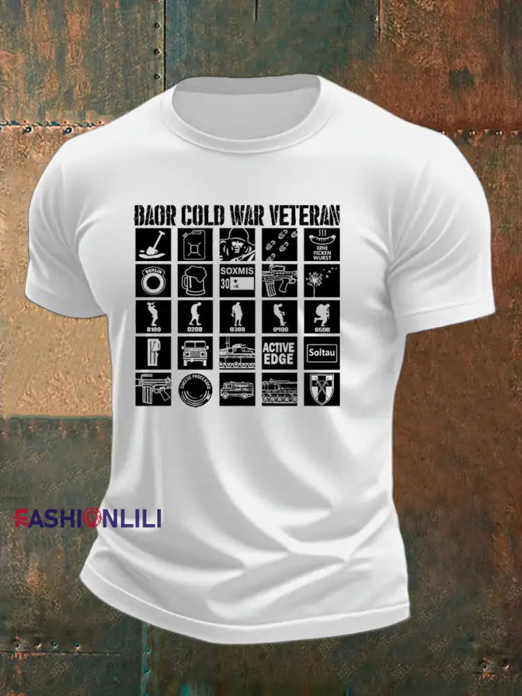 Men’s British Veteran imitation cotton short sleeved T shirt White / S