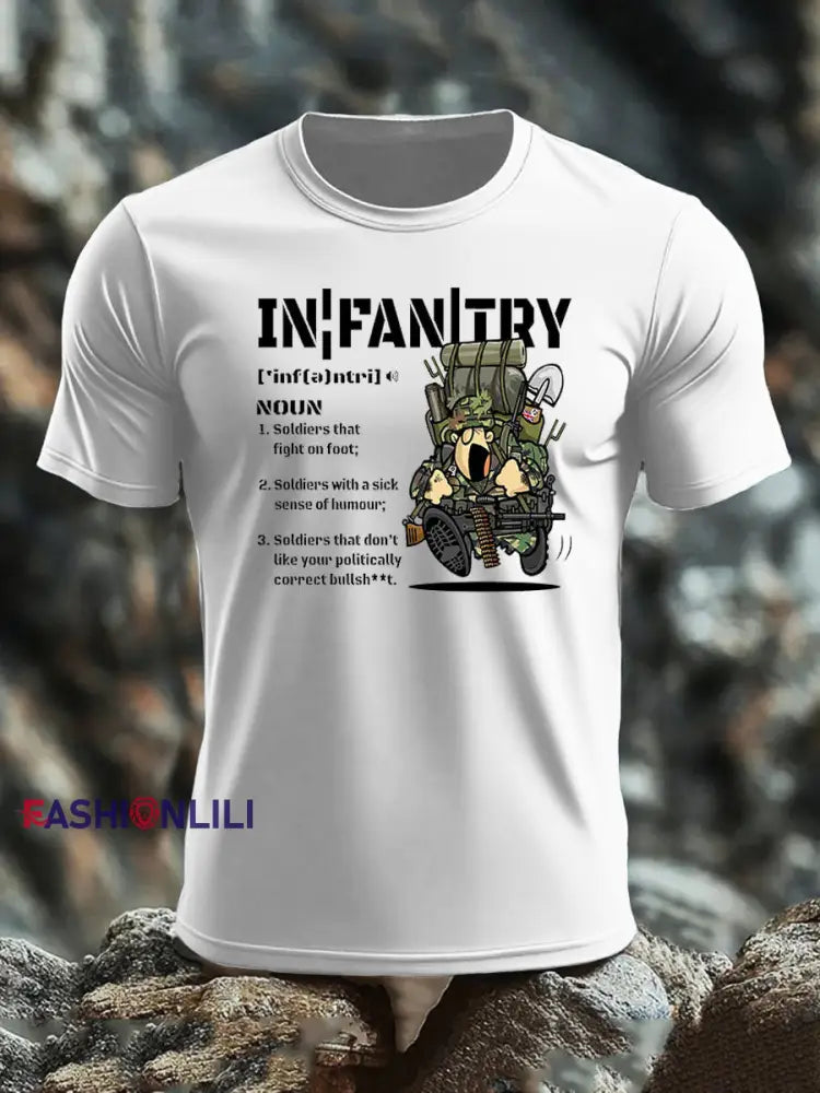 Men’s British Veteran imitation cotton short-sleeved T-shirt White / S
