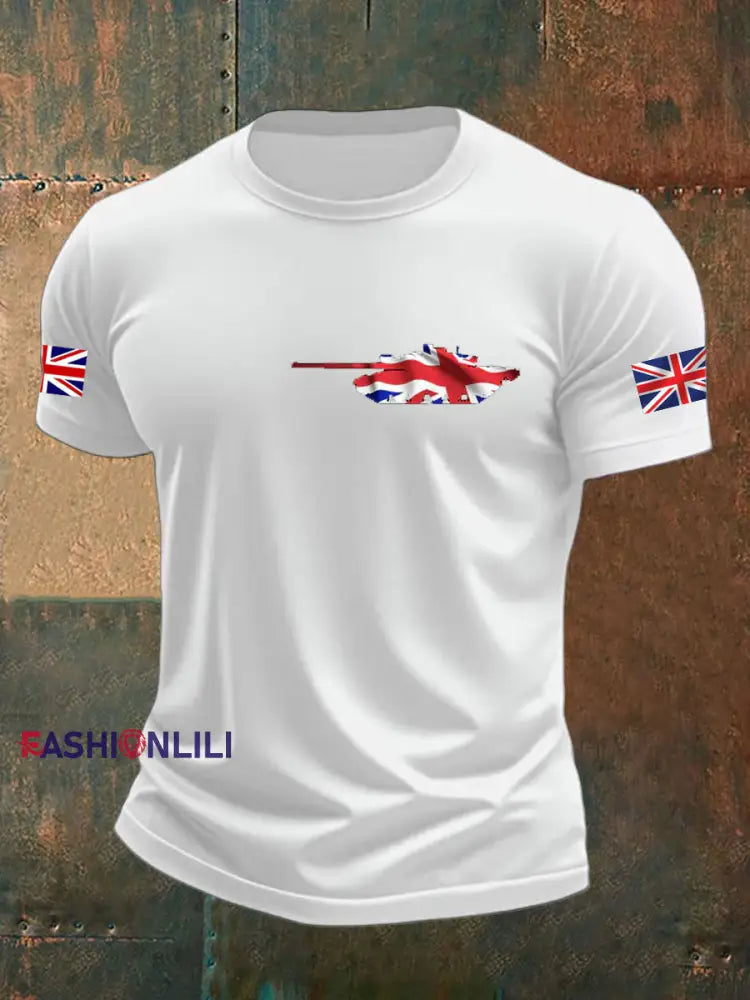 Men’s British Veteran imitation cotton short sleeved T shirt White / S
