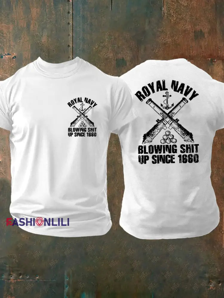 Men’s British Veteran imitation cotton short sleeved T shirt White / S