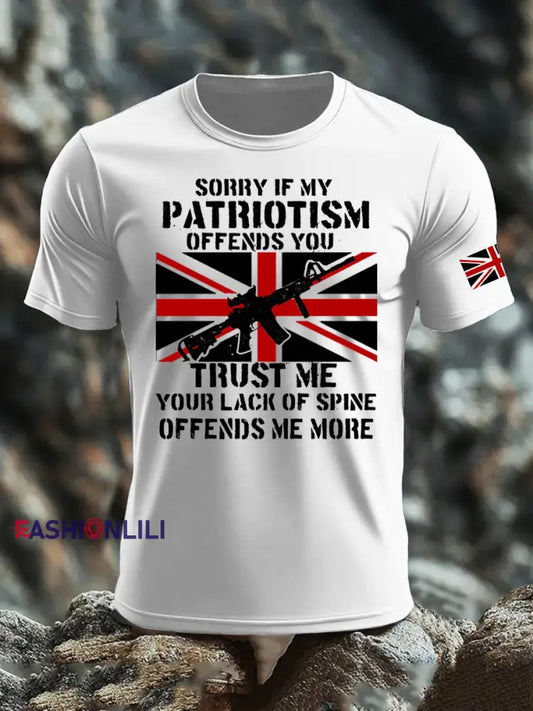 Men’s British Veteran imitation cotton short-sleeved T-shirt White / S