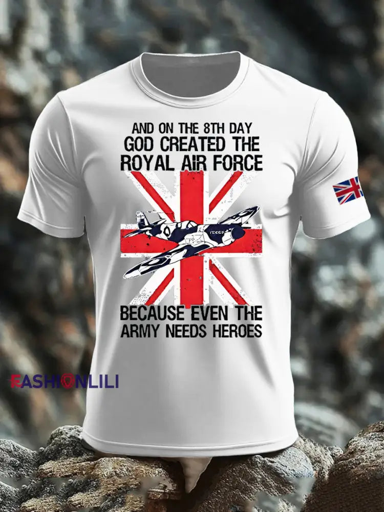 Men’s British Veteran imitation cotton short-sleeved T-shirt White / S