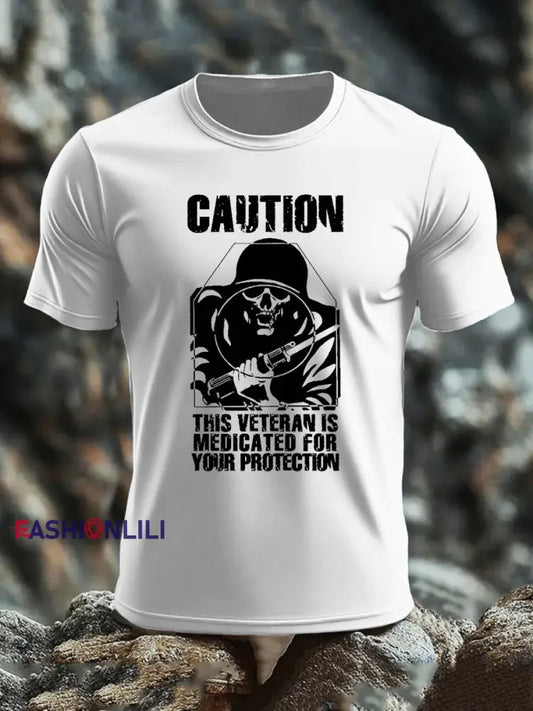 Men’s British Veteran imitation cotton short sleeved T shirt White / S