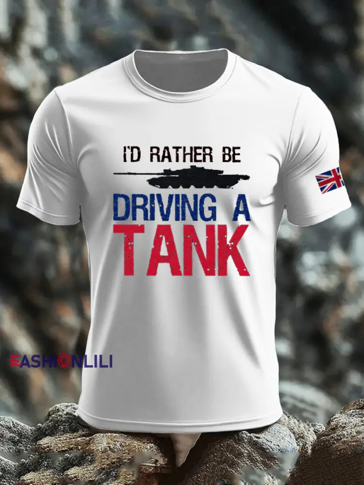 Men’s British Veteran imitation cotton short-sleeved T-shirt White / S
