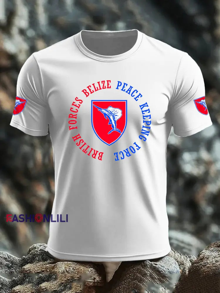 Men’s British Veteran imitation cotton short sleeved T shirt White / S