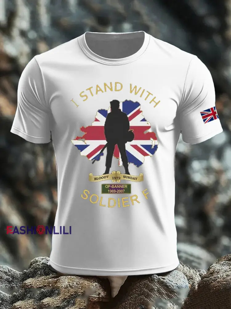 Men’s British Veteran imitation cotton short-sleeved T-shirt White / S