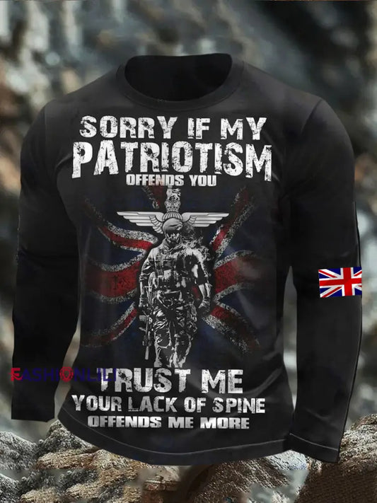 Men’s British Veteran long sleeve round neck T shirt Black / S
