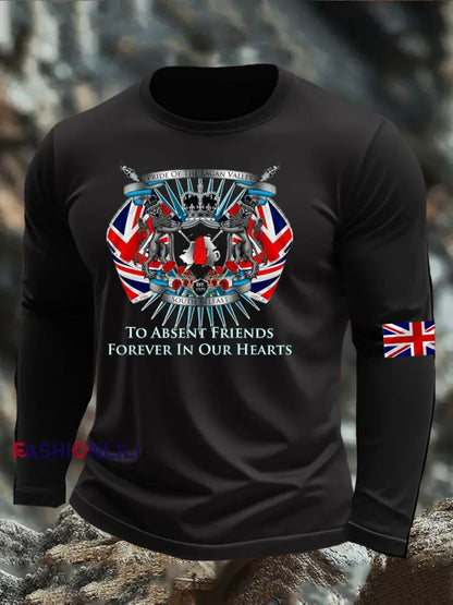 Men’s British Veteran long sleeve round neck T-shirt Black / S