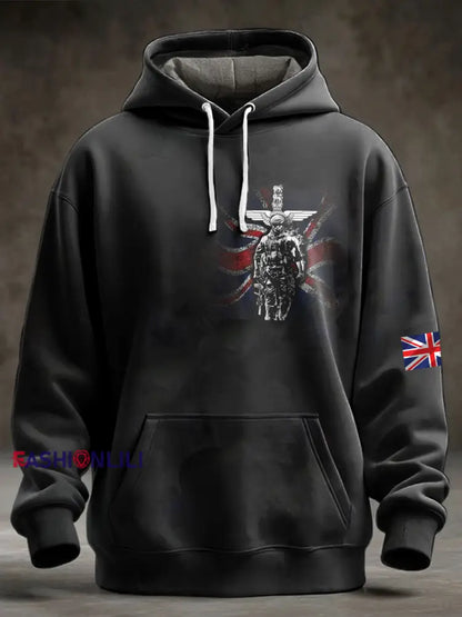 Men’s British Veteran Oversized Drop-Shoulder Hoodie with Pockets