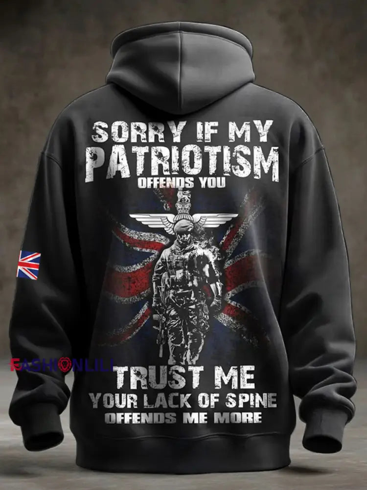 Men’s British Veteran Oversized Drop-Shoulder Hoodie with Pockets