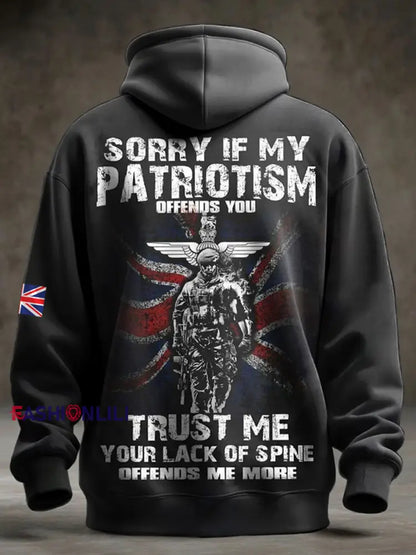 Men’s British Veteran Oversized Drop-Shoulder Hoodie with Pockets