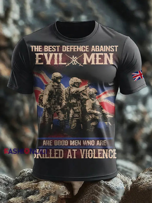 Men’s British Veteran Print short sleeves t-shirt Black / S