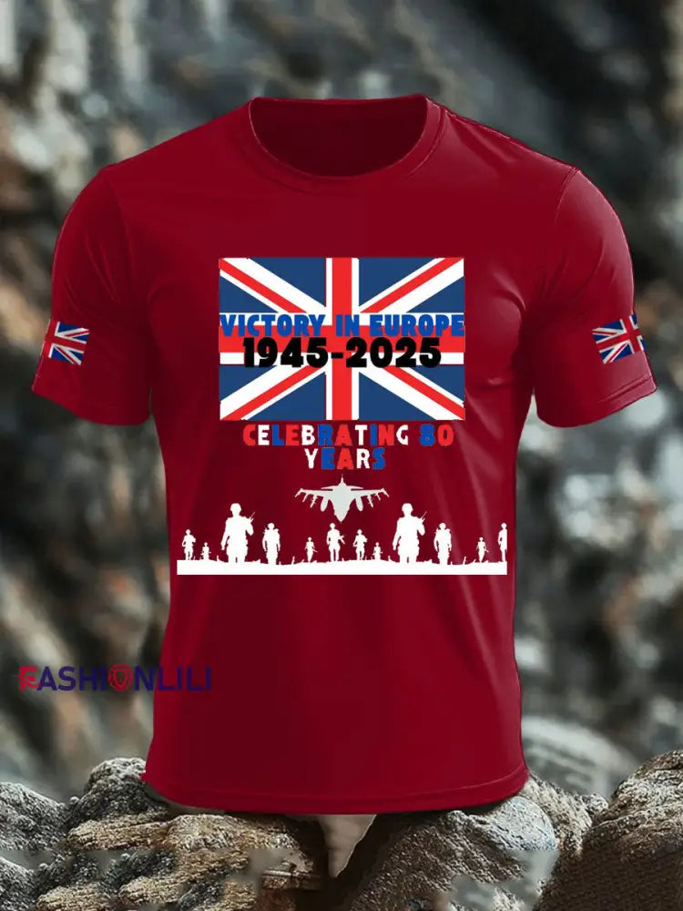 Men’s British Veteran Print short sleeves t-shirt Deep Red / S