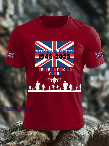 Men’s British Veteran Print short sleeves t-shirt Deep Red / S