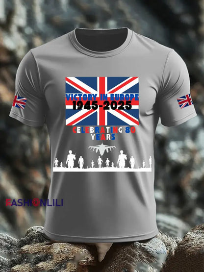 Men’s British Veteran Print short sleeves t-shirt Light Gray / S