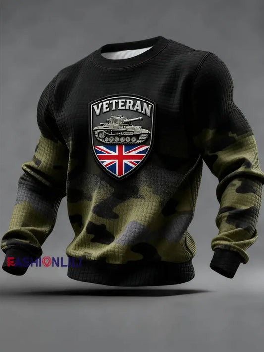 Men’s British VETERAN Print Sweatshirt Black / S