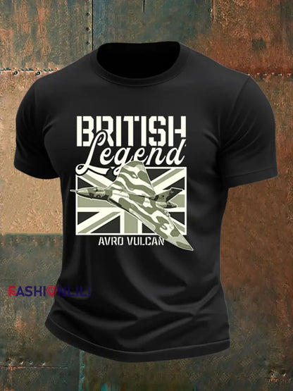 Men’s British Veteran Printed imitation cotton short sleeved T shirt Black / S