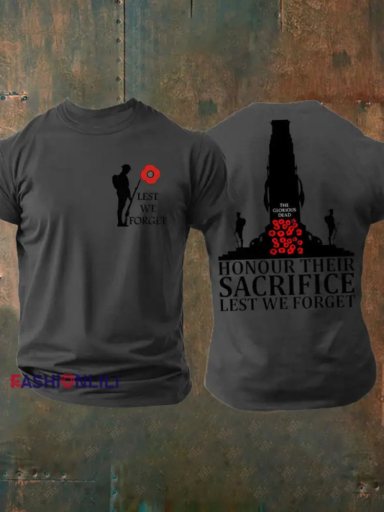 Men’s British Veteran Printed imitation cotton short sleeved T shirt Dark Gray / S