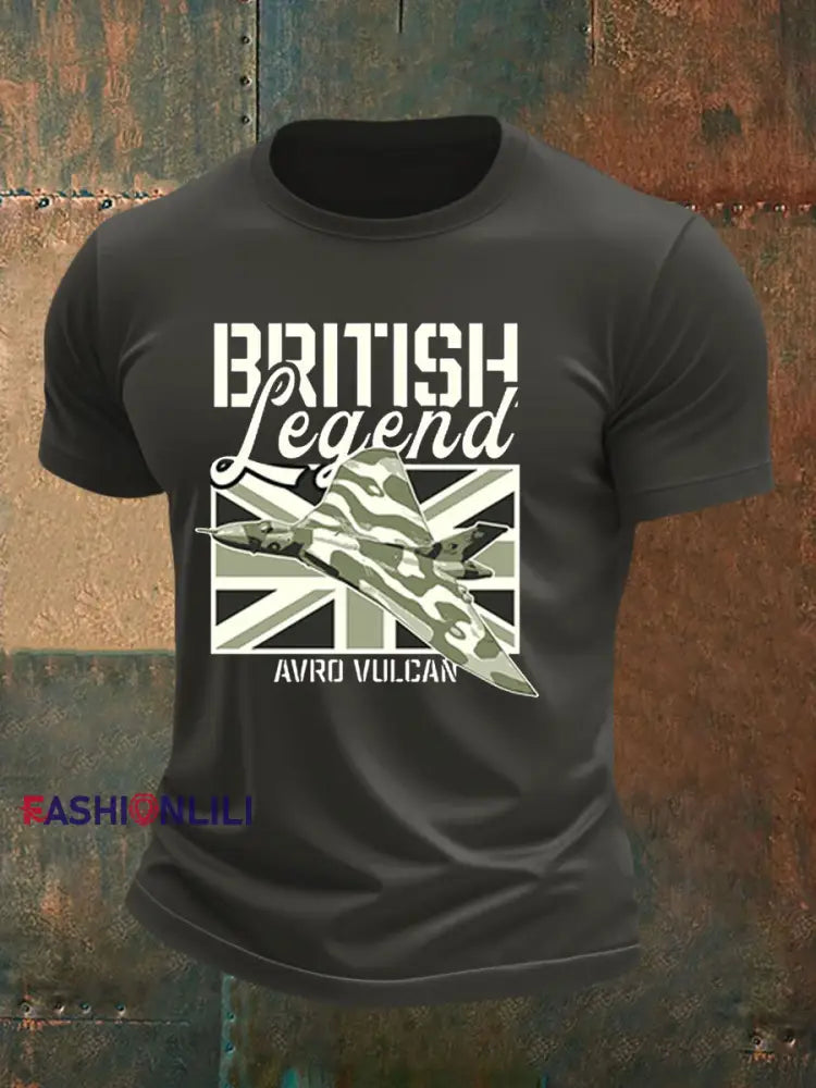 Men’s British Veteran Printed imitation cotton short sleeved T shirt Dark Gray / S