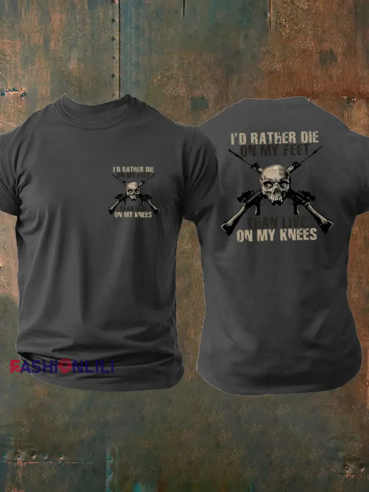 Men’s British Veteran Printed imitation cotton short sleeved T shirt Dark Gray / S