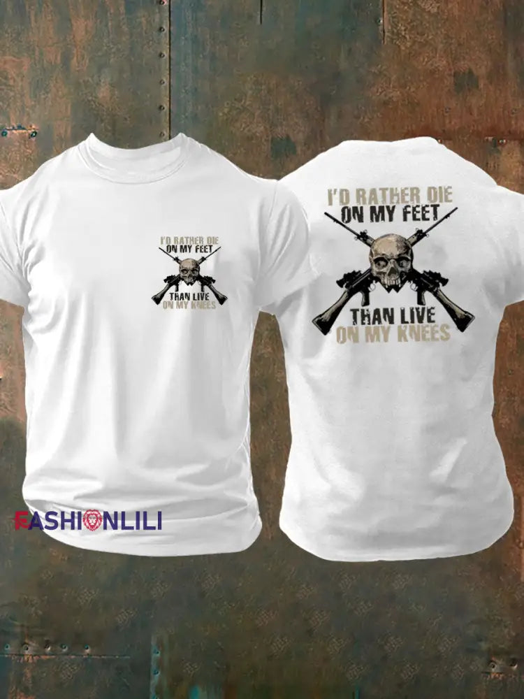 Men’s British Veteran Printed imitation cotton short sleeved T shirt White / S