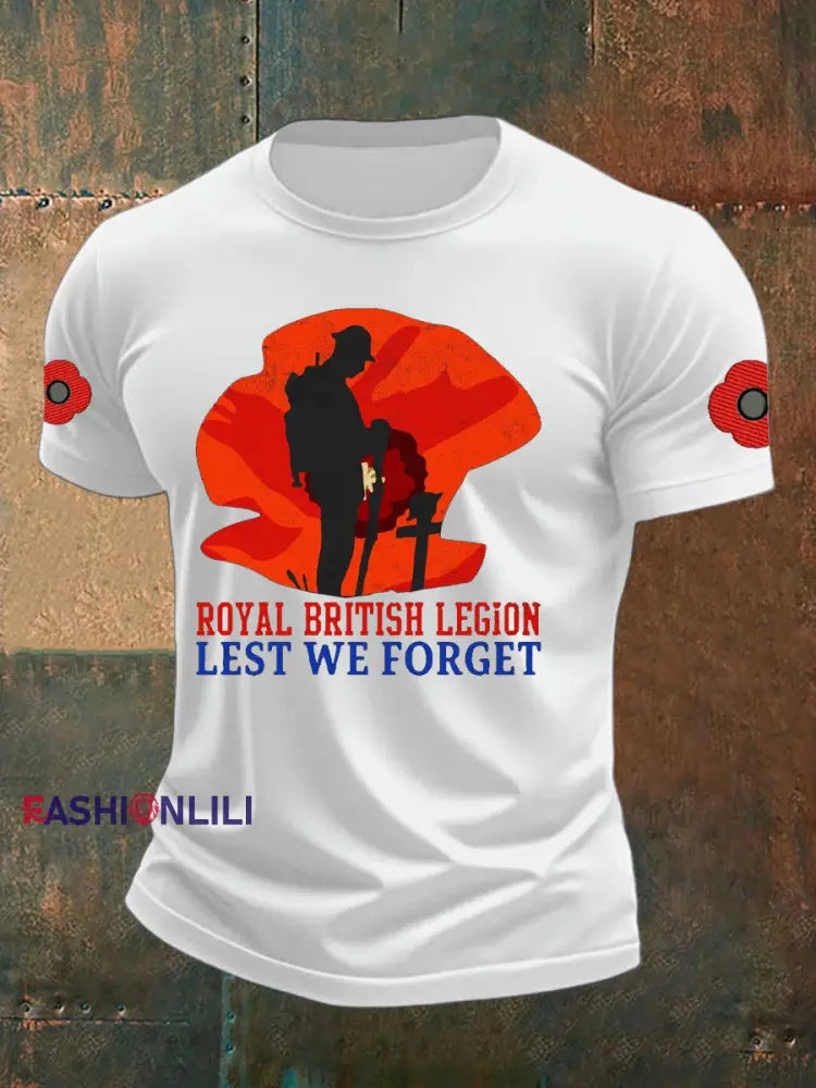 Men’s British Veteran Printed imitation cotton short sleeved T shirt White / S