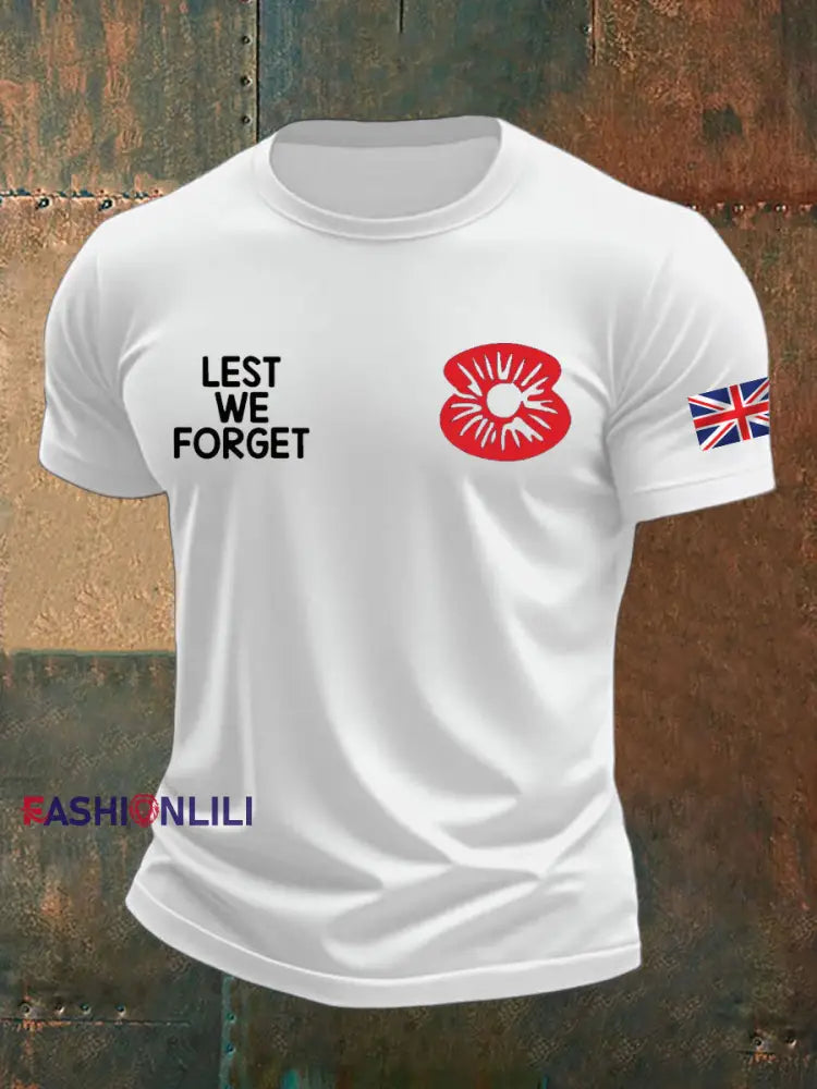 Men’s British Veteran Printed imitation cotton short sleeved T shirt White / S