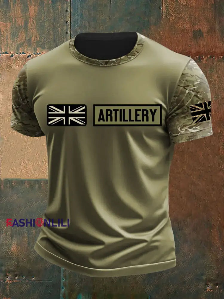 Men’s British Veteran Printed short sleeves t shirt Army Green / S