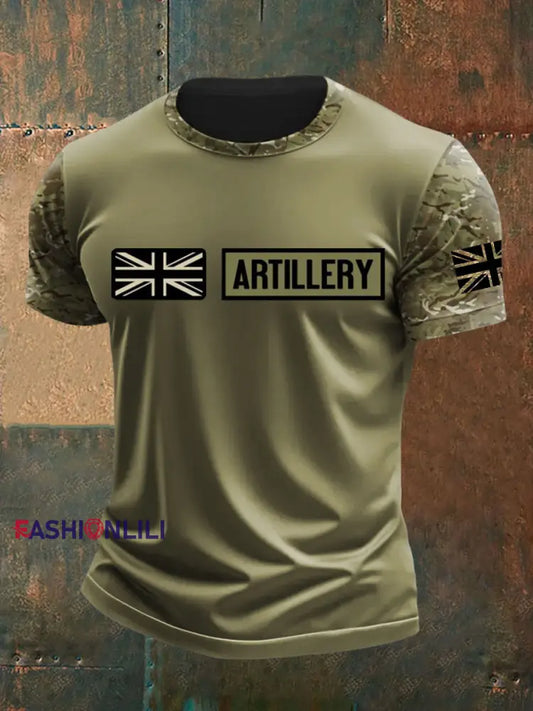 Men’s British Veteran Printed short sleeves t shirt Army Green / S