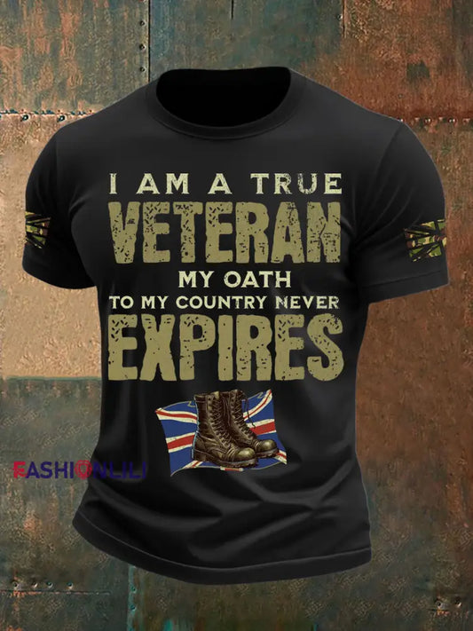 Men’s British Veteran Printed short sleeves t shirt Black / S