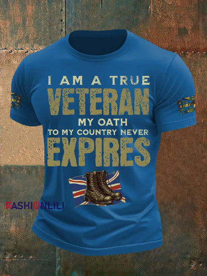 Men’s British Veteran Printed short sleeves t shirt Blue / S
