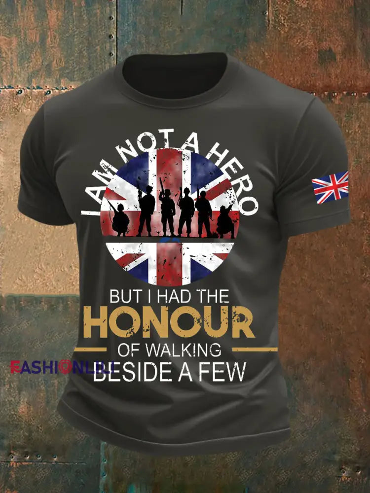 Men’s British Veteran Printed short sleeves t shirt Dark Gray / S