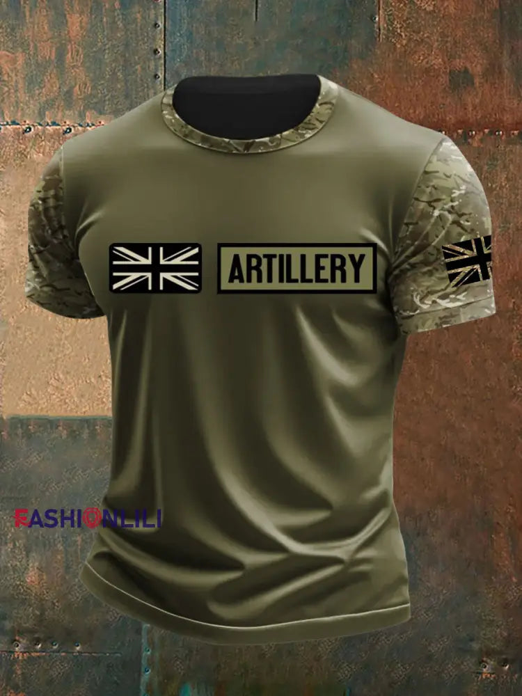 Men’s British Veteran Printed short sleeves t shirt Dark Green / S