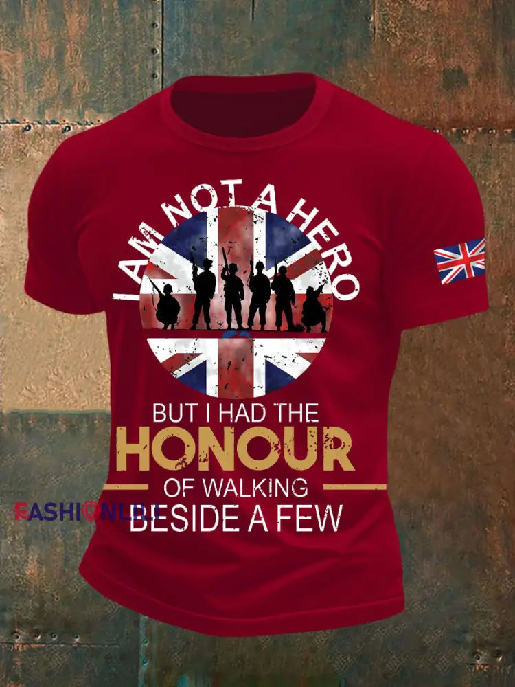 Men’s British Veteran Printed short sleeves t shirt Deep Red / S