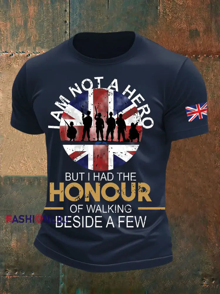Men’s British Veteran Printed short sleeves t shirt Navy Blue / S