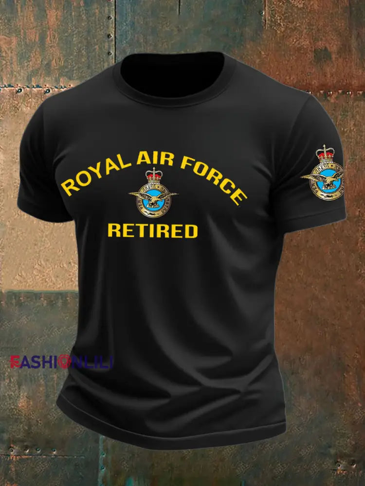 Men’s British Veteran Retired Printed T-shirt Black / S
