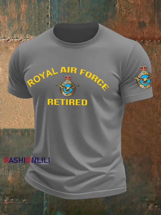 Men’s British Veteran Retired Printed T-shirt Light Gray / S