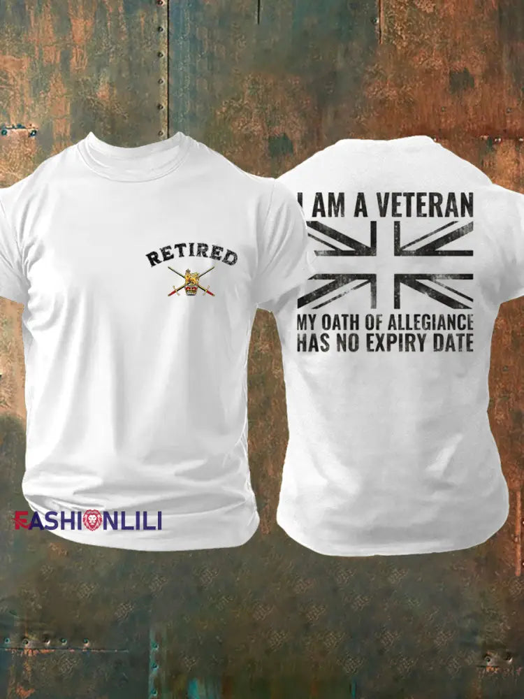 Men’s British Veteran Retired Printed T-shirt White / S
